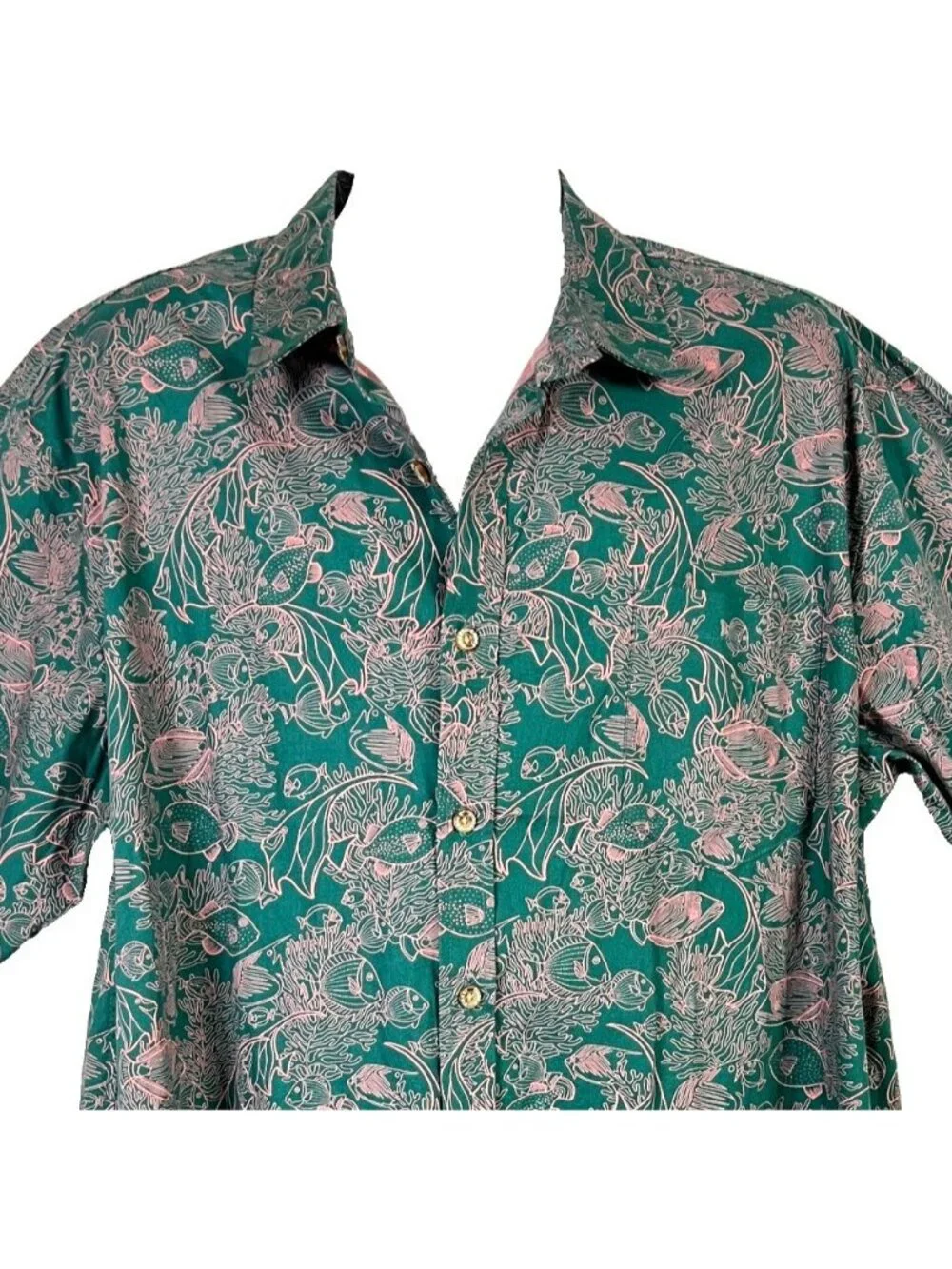 Cooke Street Tropical Fish Mens Hawaiian Shirt size 2XL 55x33 Tall Cotton Reef